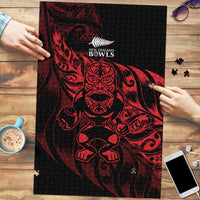 New Zealand Lawn Bowls Puzzle Red Maori Warrior Tribal Silver Fern - Polynesian Pride