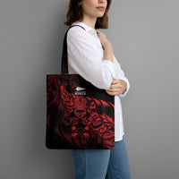 New Zealand Lawn Bowls Tote Bag Red Maori Warrior Tribal Silver Fern - Polynesian Pride