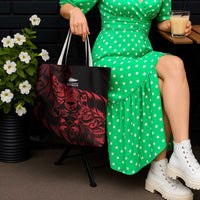 New Zealand Lawn Bowls Tote Bag Red Maori Warrior Tribal Silver Fern - Polynesian Pride