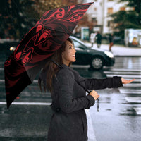 New Zealand Lawn Bowls Umbrella Red Maori Warrior Tribal Silver Fern - Polynesian Pride