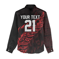 New Zealand Lawn Bowls Custom Women Casual Shirt Red Maori Warrior Tribal Silver Fern - Polynesian Pride