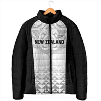 World Football 2026 New Zealand Custom Padded Jacket All White Fern Maori Tribal LT9 - Polynesian Pride