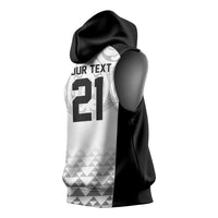World Football 2026 New Zealand Custom Sleeveless Hoodie All White Fern Maori Tribal LT9 - Polynesian Pride