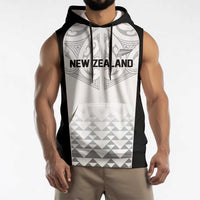 World Football 2026 New Zealand Custom Sleeveless Hoodie All White Fern Maori Tribal LT9 - Polynesian Pride