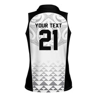World Football 2026 New Zealand Custom Women Sleeveless Polo Shirt All White Fern Maori Tribal - Polynesian Pride