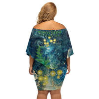 New Zealand Matariki Waipuna-a-rangi Family Matching Off Shoulder Short Dress and Hawaiian Shirt He Roimata o Rangi LT9 - Polynesian Pride