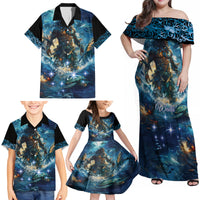 New Zealand Matariki Waita Family Matching Off Shoulder Maxi Dress and Hawaiian Shirt The Way Of The Water LT9 - Polynesian Pride