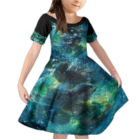 New Zealand Matariki Waiti Family Matching Mermaid Dress and Hawaiian Shirt The Beginnings Of Life LT9 Daughter's Dress Black - Polynesian Pride