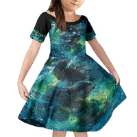 New Zealand Matariki Waiti Family Matching Tank Maxi Dress and Hawaiian Shirt The Beginnings Of Life LT9 Daughter's Dress Black - Polynesian Pride