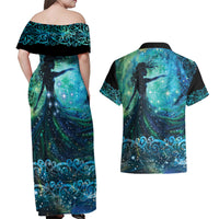 New Zealand Matariki Hiwa-i-te-rangi Couples Matching Off Shoulder Maxi Dress and Hawaiian Shirt Titiro ki nga Whetu Wishing Star LT9 - Polynesian Pride