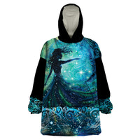 New Zealand Matariki Hiwa-i-te-rangi Wearable Blanket Hoodie Titiro ki nga Whetu Wishing Star LT9 One Size Black - Polynesian Pride