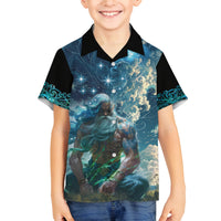 New Zealand Matariki Ururangi Family Matching Tank Maxi Dress and Hawaiian Shirt The Murmur Of The Wind LT9 Son's Shirt Black - Polynesian Pride