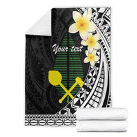 Alo Chiefdom Wallis and Futuna Personalized Blanket Frangipani Flowers Polynesian Pattern
