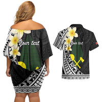 Alo Chiefdom Wallis and Futuna Personalized Couples Matching Off Shoulder Short Dress and Hawaiian Shirt Frangipani Flowers Polynesian Pattern LT9 - Polynesian Pride