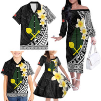 Alo Chiefdom Wallis and Futuna Personalized Family Matching Off The Shoulder Long Sleeve Dress and Hawaiian Shirt Frangipani Flowers Polynesian Pattern