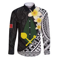 Alo Chiefdom Wallis and Futuna Personalized Family Matching Off Shoulder Maxi Dress and Hawaiian Shirt Frangipani Flowers Polynesian Pattern