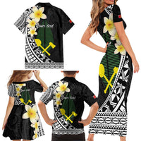 Alo Chiefdom Wallis and Futuna Personalized Family Matching Short Sleeve Bodycon Dress and Hawaiian Shirt Frangipani Flowers Polynesian Pattern LT9 - Polynesian Pride