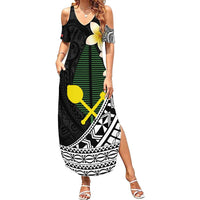 Alo Chiefdom Wallis and Futuna Personalized Family Matching Summer Maxi Dress and Hawaiian Shirt Frangipani Flowers Polynesian Pattern