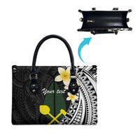 Alo Chiefdom Wallis and Futuna Personalized Leather Bag Frangipani Flowers Polynesian Pattern - Polynesian Pride