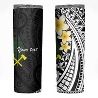 Alo Chiefdom Wallis and Futuna Personalized Skinny Tumbler Frangipani Flowers Polynesian Pattern LT9 Black - Polynesian Pride