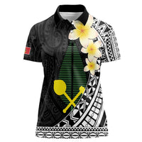 Alo Chiefdom Wallis and Futuna Personalized Women Polo Shirt Frangipani Flowers Polynesian Pattern
