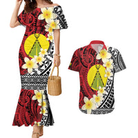 Sigave Chiefdom Wallis and Futuna Personalized Couples Matching Mermaid Dress and Hawaiian Shirt Frangipani Flowers Polynesian Pattern LT9 Red - Polynesian Pride