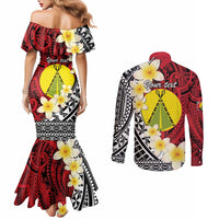 Sigave Chiefdom Wallis and Futuna Personalized Couples Matching Mermaid Dress and Long Sleeve Button Shirt Frangipani Flowers Polynesian Pattern LT9 - Polynesian Pride