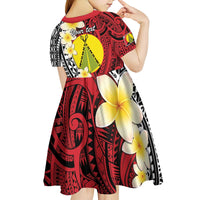 Sigave Chiefdom Wallis and Futuna Personalized Kid Short Sleeve Dress Frangipani Flowers Polynesian Pattern