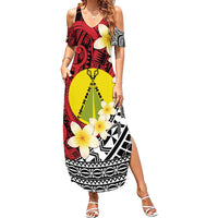 Sigave Chiefdom Wallis and Futuna Personalized Summer Maxi Dress Frangipani Flowers Polynesian Pattern