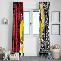 Sigave Chiefdom Wallis and Futuna Personalized Window Curtain Frangipani Flowers Polynesian Pattern
