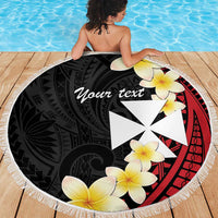 Uvea Chiefdom Wallis and Futuna Personalized Beach Blanket Frangipani Flowers Polynesian Pattern