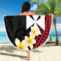 Uvea Chiefdom Wallis and Futuna Personalized Beach Blanket Frangipani Flowers Polynesian Pattern