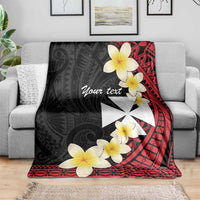 Uvea Chiefdom Wallis and Futuna Personalized Blanket Frangipani Flowers Polynesian Pattern