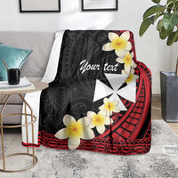 Uvea Chiefdom Wallis and Futuna Personalized Blanket Frangipani Flowers Polynesian Pattern