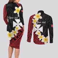 Uvea Chiefdom Wallis and Futuna Personalized Couples Matching Long Sleeve Bodycon Dress and Long Sleeve Button Shirt Frangipani Flowers Polynesian Pattern LT9 - Polynesian Pride