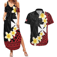Uvea Chiefdom Wallis and Futuna Personalized Couples Matching Summer Maxi Dress and Hawaiian Shirt Frangipani Flowers Polynesian Pattern LT9 Red - Polynesian Pride