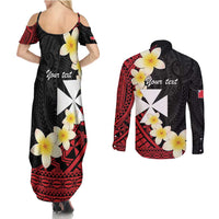 Uvea Chiefdom Wallis and Futuna Personalized Couples Matching Summer Maxi Dress and Long Sleeve Button Shirt Frangipani Flowers Polynesian Pattern LT9 - Polynesian Pride