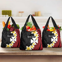Uvea Chiefdom Wallis and Futuna Personalized Grocery Bag Frangipani Flowers Polynesian Pattern LT9 3-pack One Size Red - Polynesian Pride