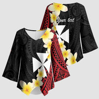 Uvea Chiefdom Wallis and Futuna Personalized Kimono Sleeve Blouse Frangipani Flowers Polynesian Pattern - Polynesian Pride