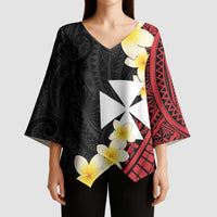 Uvea Chiefdom Wallis and Futuna Personalized Kimono Sleeve Blouse Frangipani Flowers Polynesian Pattern - Polynesian Pride