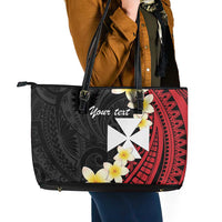Uvea Chiefdom Wallis and Futuna Personalized Leather Tote Bag Frangipani Flowers Polynesian Pattern LT9 - Polynesian Pride
