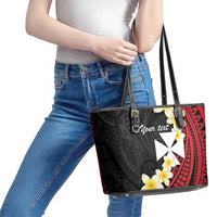 Uvea Chiefdom Wallis and Futuna Personalized Leather Tote Bag Frangipani Flowers Polynesian Pattern LT9 - Polynesian Pride