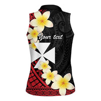 Uvea Chiefdom Wallis and Futuna Personalized Women Sleeveless Polo Shirt Frangipani Flowers Polynesian Pattern LT9 - Polynesian Pride