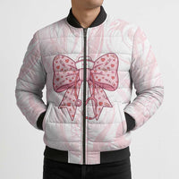 New Zealand Nurses RN Personalised Bomber Puffer Jacket Pink Stethoscope Coquette Bow Maori Motif