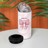 New Zealand Nurses RN Personalised 4 in 1 Can Cooler Tumbler Pink Stethoscope Coquette Bow Maori Motif LT9 - Polynesian Pride