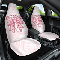 New Zealand Nurses RN Personalised Car Seat Cover Pink Stethoscope Coquette Bow Maori Motif LT9 One Size Pink - Polynesian Pride