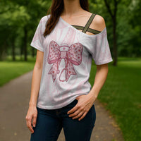 New Zealand Nurses RN Personalised Cross Shoulder Shirt Pink Stethoscope Coquette Bow Maori Motif LT9 - Polynesian Pride