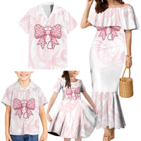 New Zealand Nurses RN Personalised Family Matching Mermaid Dress and Hawaiian Shirt Pink Stethoscope Coquette Bow Maori Motif LT9 - Polynesian Pride