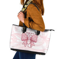 New Zealand Nurses RN Personalised Leather Tote Bag Pink Stethoscope Coquette Bow Maori Motif