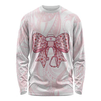 New Zealand Nurses RN Personalised Long Sleeve Shirt Pink Stethoscope Coquette Bow Maori Motif LT9 Unisex Pink - Polynesian Pride